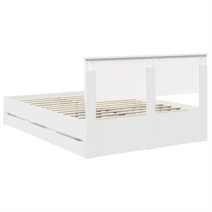 Bed Frame with Drawer White 140 x 190 cm Engineer Wood