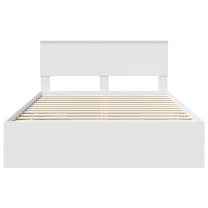 Bed Frame with Drawer White 140 x 190 cm Engineer Wood