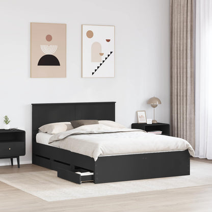 Bed Frame with Drawer Black 140 x 190 cm Engineer Wood
