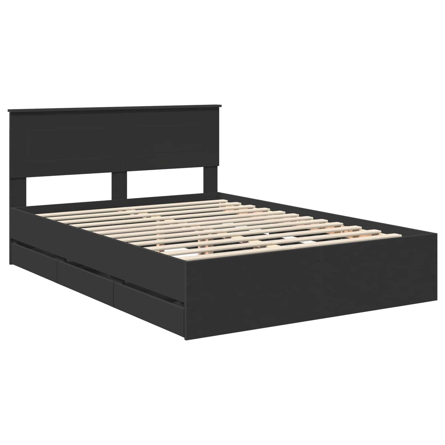 Bed Frame with Drawer Black 140 x 190 cm Engineer Wood