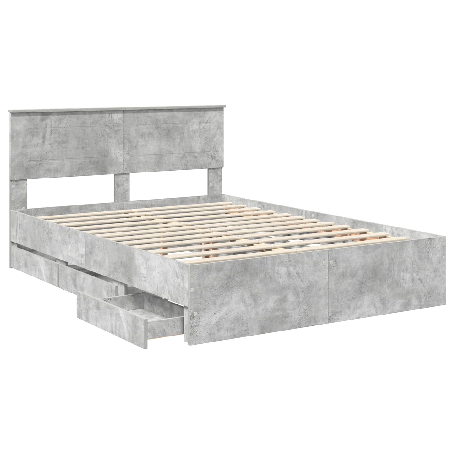 Bed Frame with Drawer Concrete Grey 140 x 200 cm Engineer Wood