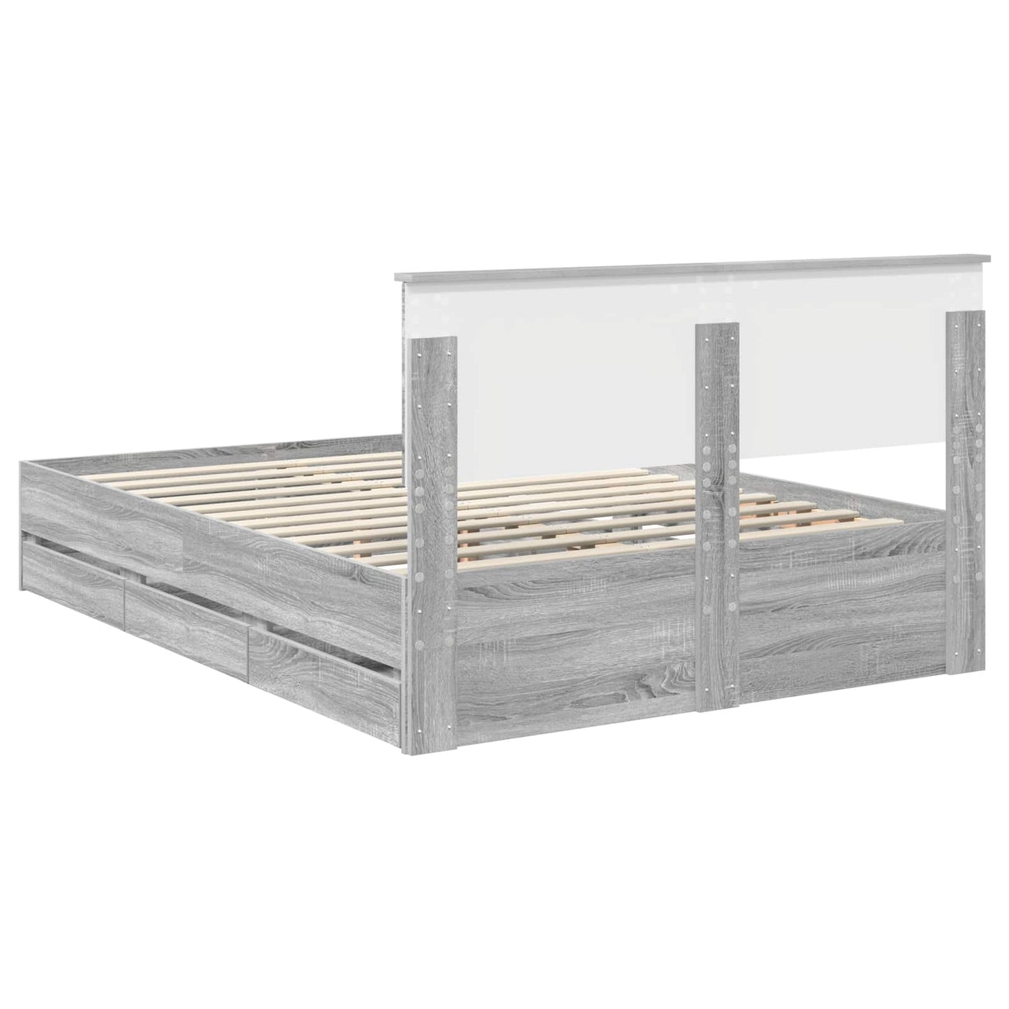 Bed Frame with Drawer Grey Sonoma 140 x 200 cm Engineer Wood