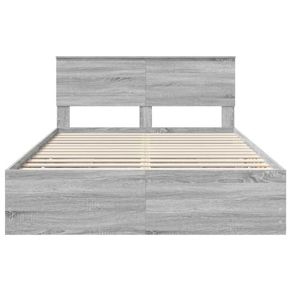 Bed Frame with Drawer Grey Sonoma 140 x 200 cm Engineer Wood