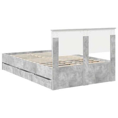 Bed Frame with Drawer Concrete Grey 135 x 190 cm Engineer Wood