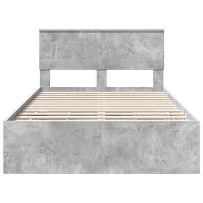 Bed Frame with Drawer Concrete Grey 135 x 190 cm Engineer Wood