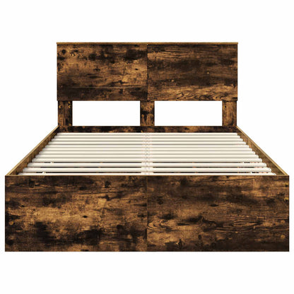 Bed Frame with Drawer Smoked Oak 135 x 190 cm Engineer Wood