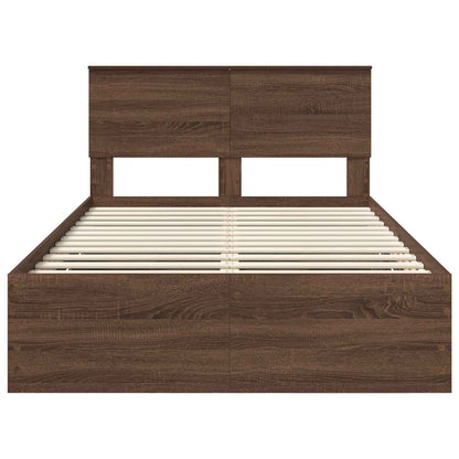 Bed Frame with Drawer Brown Oak 135 x 190 cm Engineer Wood