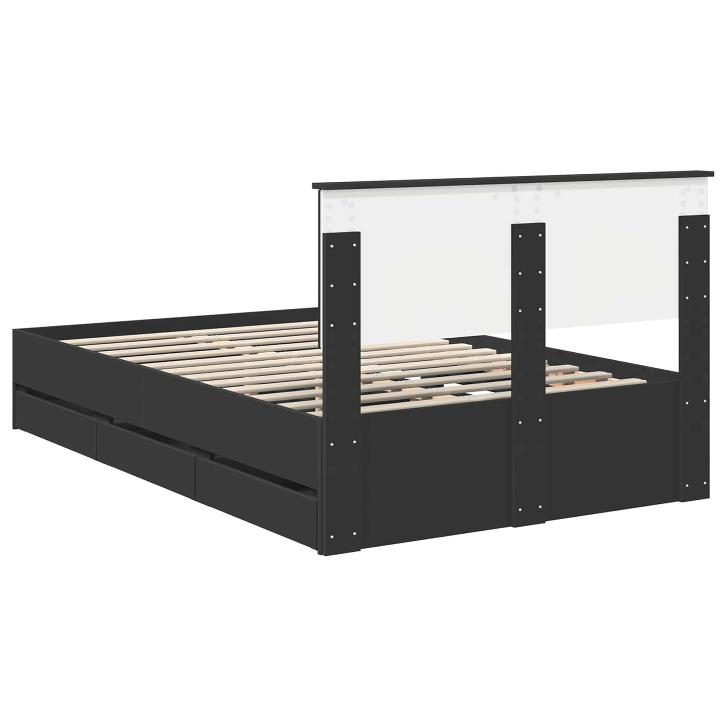 Bed Frame with Drawer Black 120 x 190 cm Engineer Wood