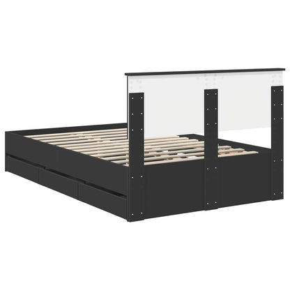 Bed Frame with Drawer Black 120 x 190 cm Engineer Wood