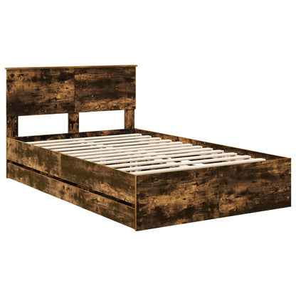 Bed Frame with Drawer Smoked Oak 120 x 190 cm Engineer Wood