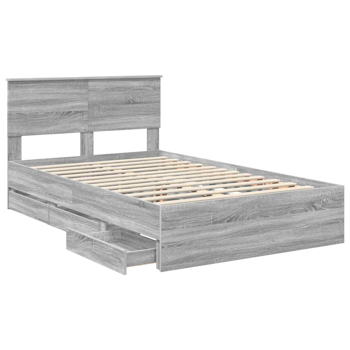 Bed Frame with Drawer Grey Sonoma 120 x 190 cm Engineer Wood