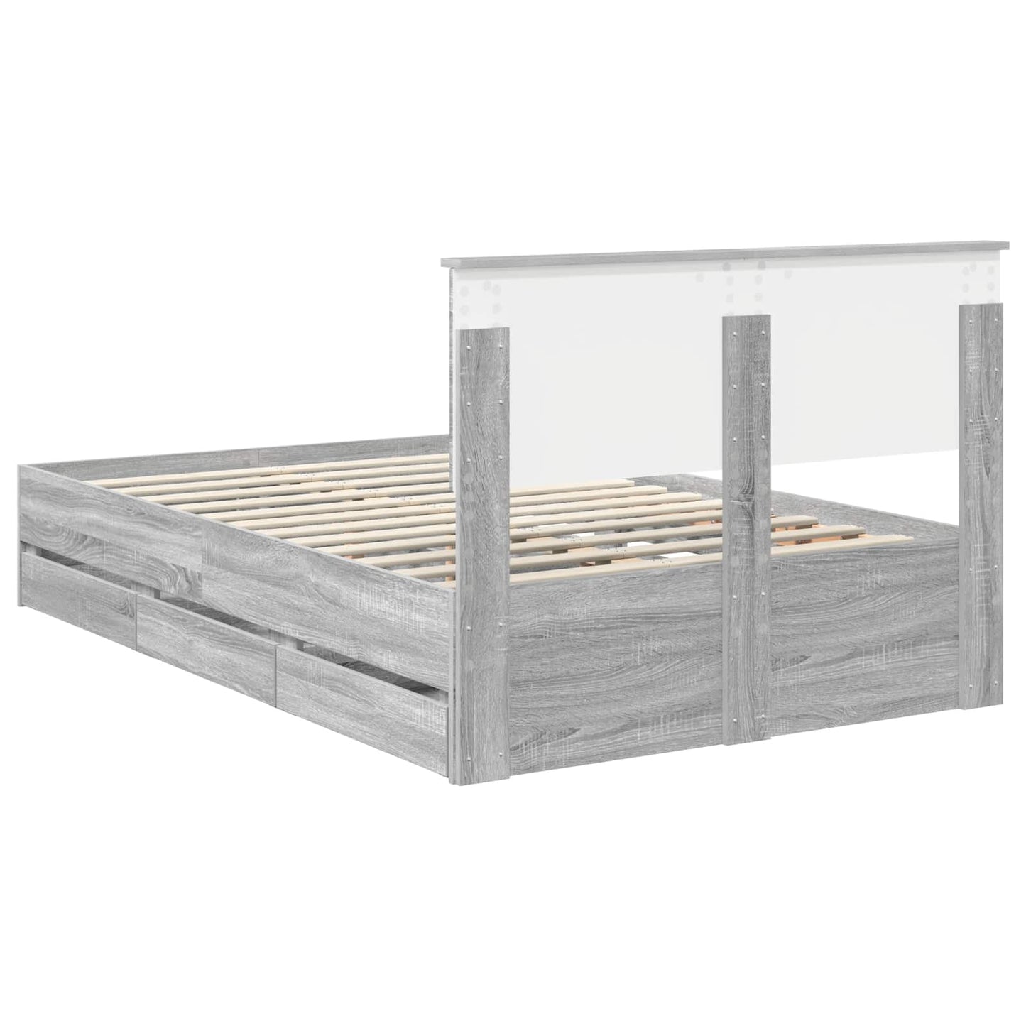 Bed Frame with Drawer Grey Sonoma 120 x 190 cm Engineer Wood
