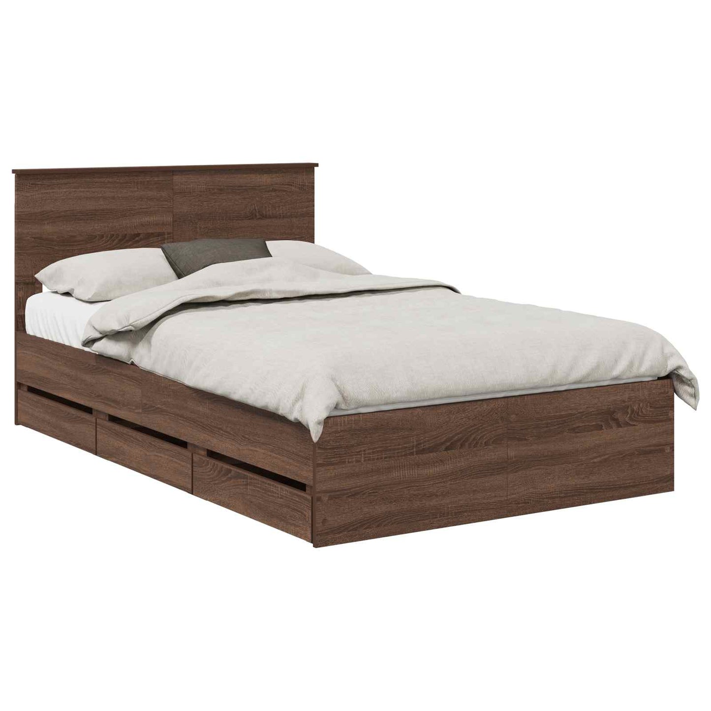Bed Frame with Drawer Brown Oak 120 x 190 cm Engineer Wood
