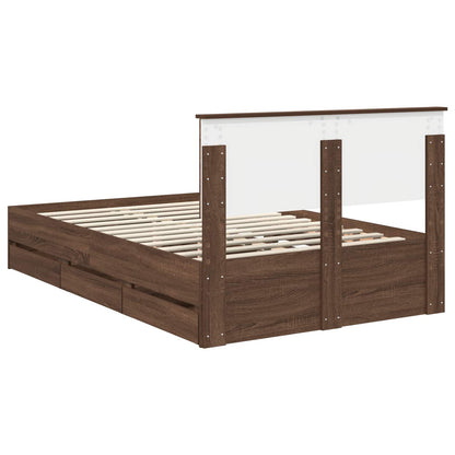 Bed Frame with Drawer Brown Oak 120 x 190 cm Engineer Wood
