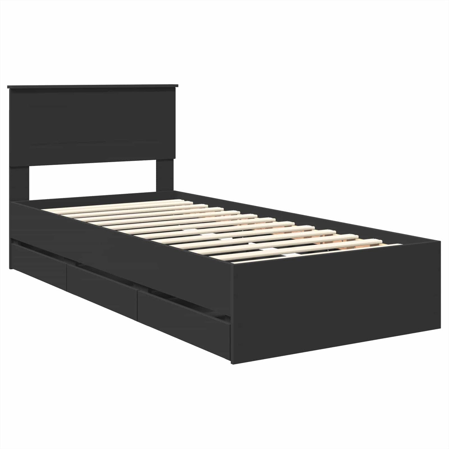 Bed Frame with Drawer Black 100 x 200 cm Engineer Wood