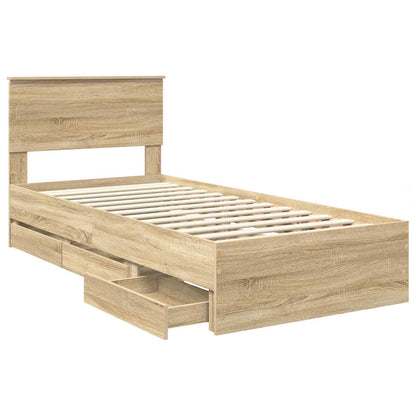 Bed Frame with Drawer Sonoma Oak 100 x 200 cm Engineer Wood