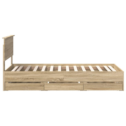 Bed Frame with Drawer Sonoma Oak 100 x 200 cm Engineer Wood