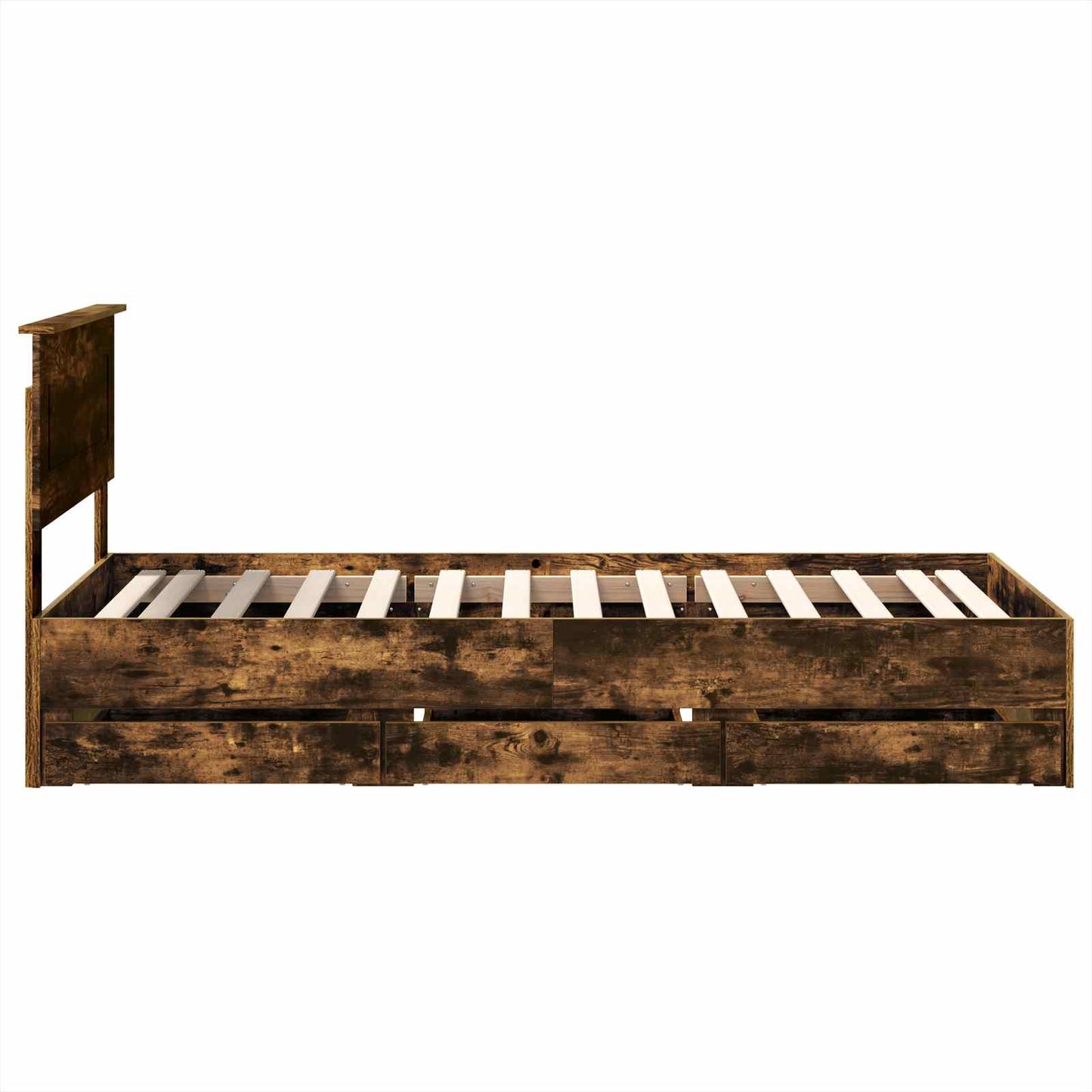Bed Frame with Drawer Smoked Oak 100 x 200 cm Engineer Wood