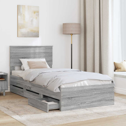 Bed Frame with Drawer Grey Sonoma 100 x 200 cm Engineer Wood