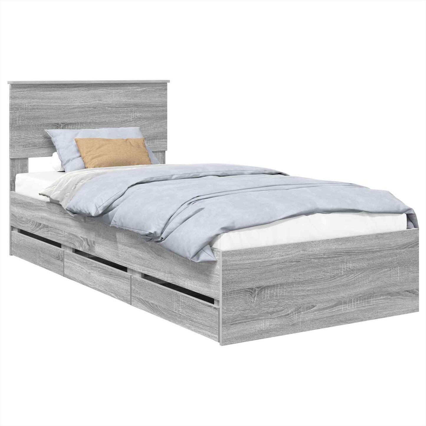 Bed Frame with Drawer Grey Sonoma 100 x 200 cm Engineer Wood