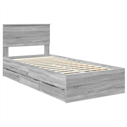 Bed Frame with Drawer Grey Sonoma 100 x 200 cm Engineer Wood