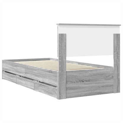 Bed Frame with Drawer Grey Sonoma 100 x 200 cm Engineer Wood