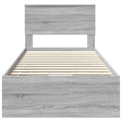 Bed Frame with Drawer Grey Sonoma 100 x 200 cm Engineer Wood