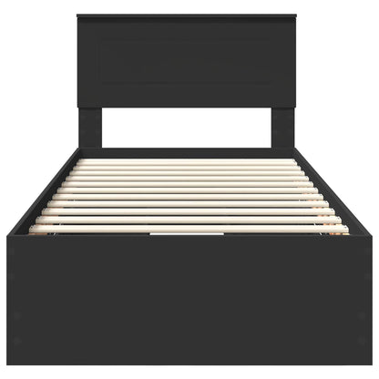 Bed Frame with Drawer Black 90 x 190 cm Engineer Wood