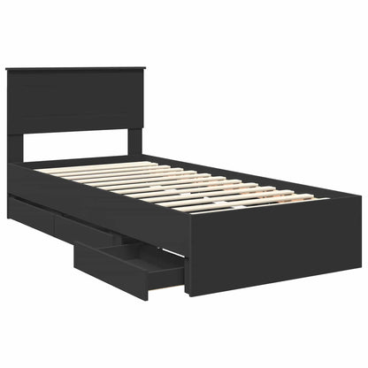 Bed Frame with Drawer Black 90 x 200 cm Engineer Wood