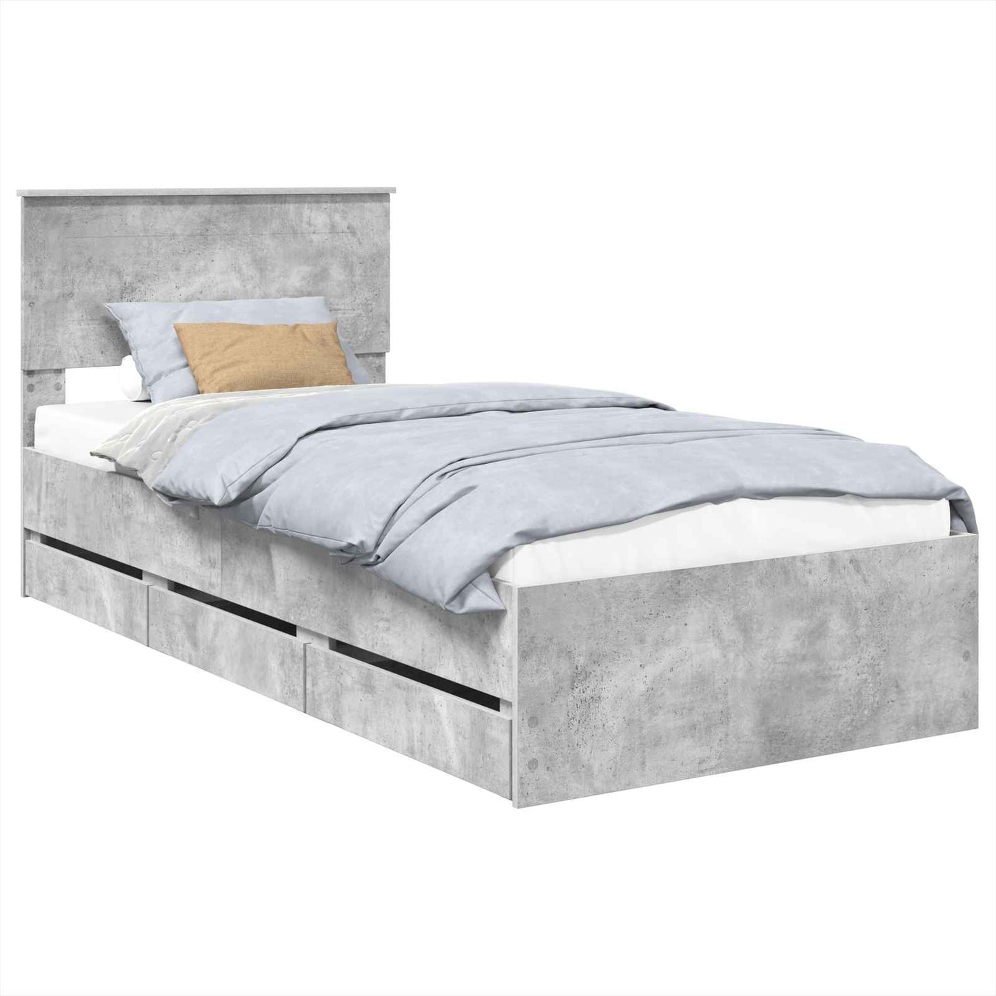 Bed Frame with Drawer Concrete Grey 90 x 200 cm Engineer Wood