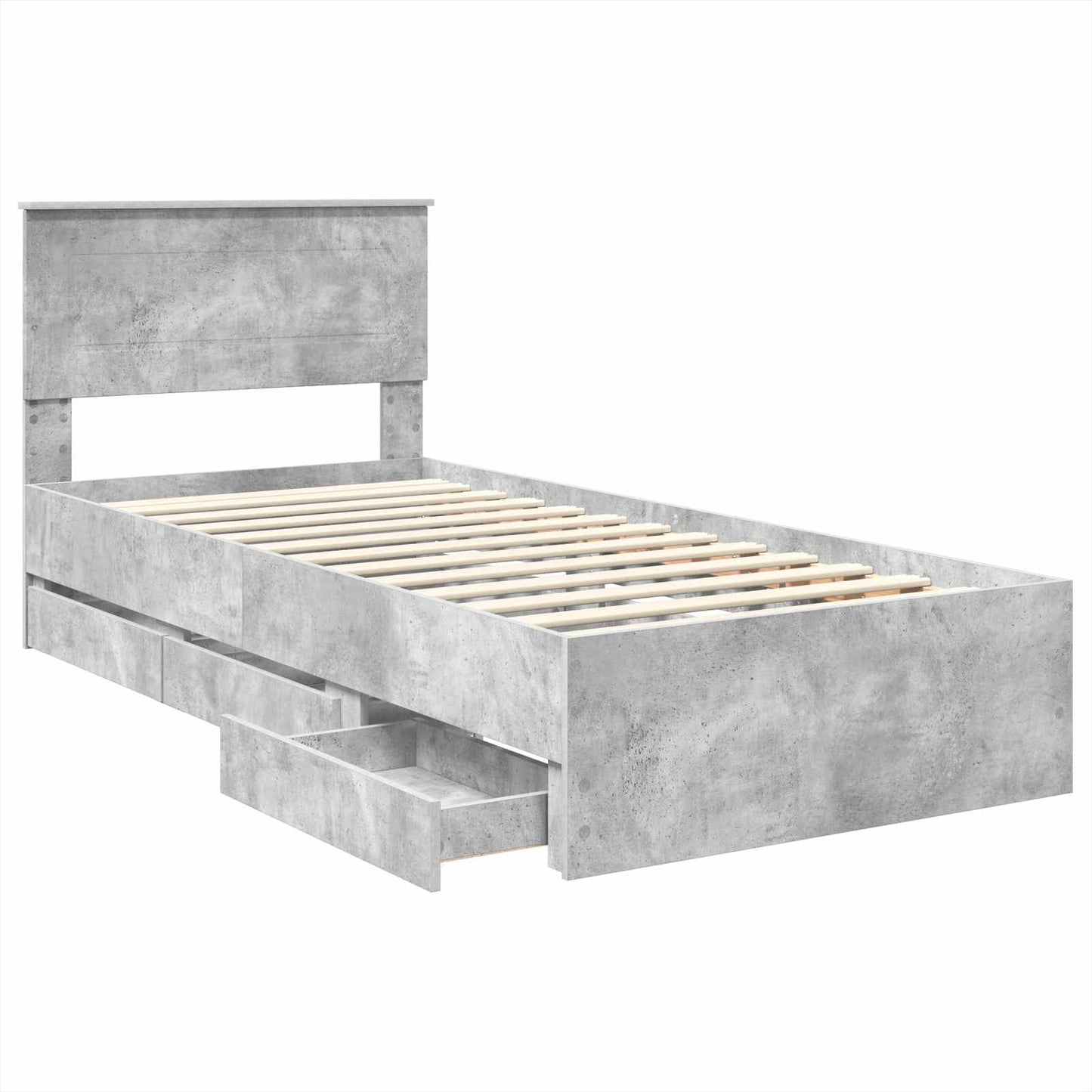 Bed Frame with Drawer Concrete Grey 90 x 200 cm Engineer Wood