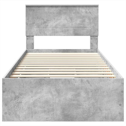 Bed Frame with Drawer Concrete Grey 90 x 200 cm Engineer Wood