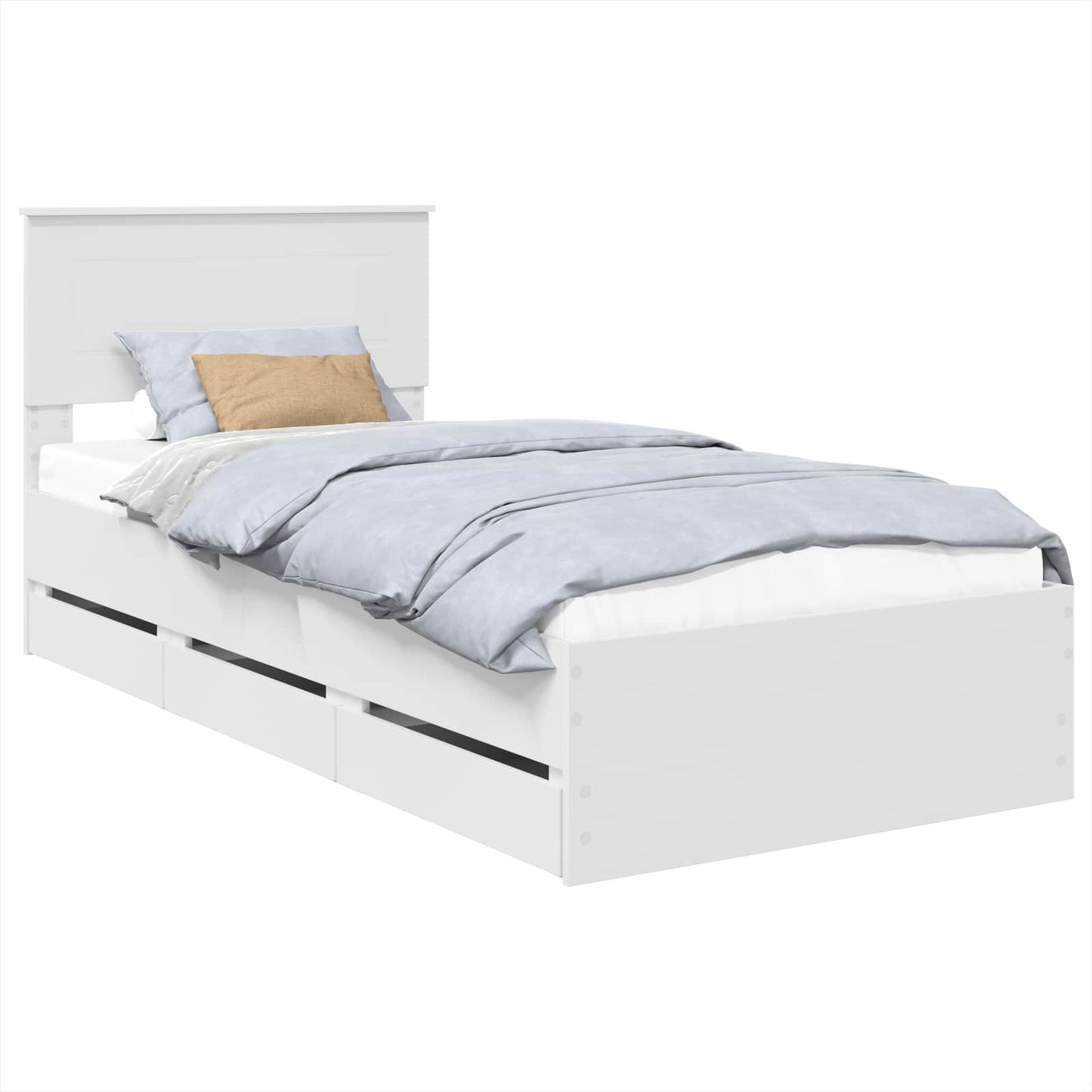 Bed Frame with Drawer White 75 x 190 cm Engineer Wood