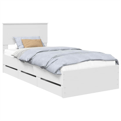 Bed Frame with Drawer White 75 x 190 cm Engineer Wood