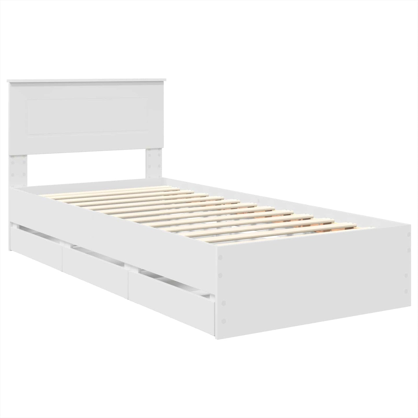 Bed Frame with Drawer White 75 x 190 cm Engineer Wood