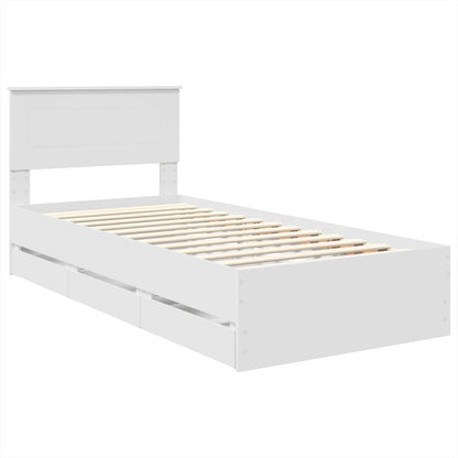 Bed Frame with Drawer White 75 x 190 cm Engineer Wood