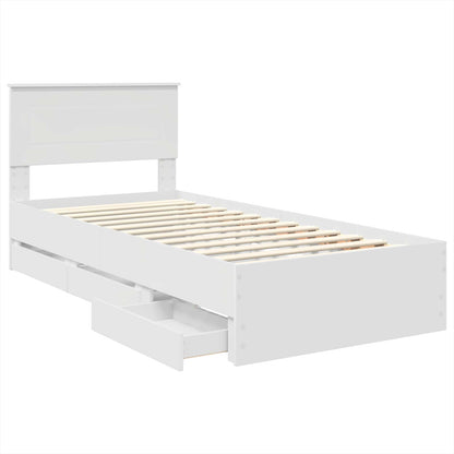 Bed Frame with Drawer White 75 x 190 cm Engineer Wood