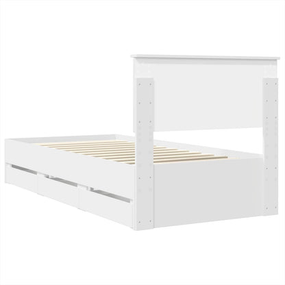 Bed Frame with Drawer White 75 x 190 cm Engineer Wood