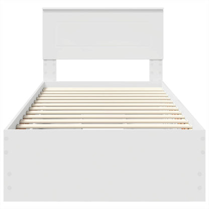 Bed Frame with Drawer White 75 x 190 cm Engineer Wood