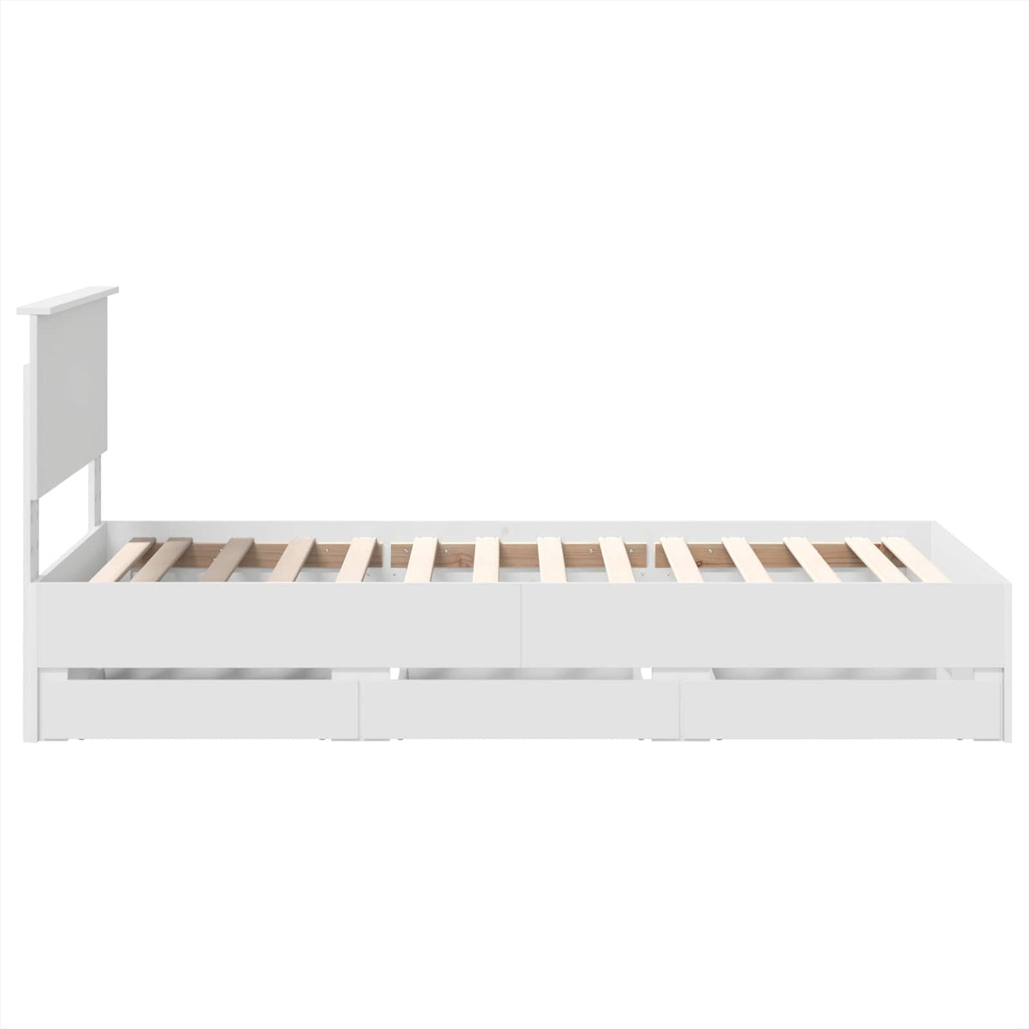 Bed Frame with Drawer White 75 x 190 cm Engineer Wood