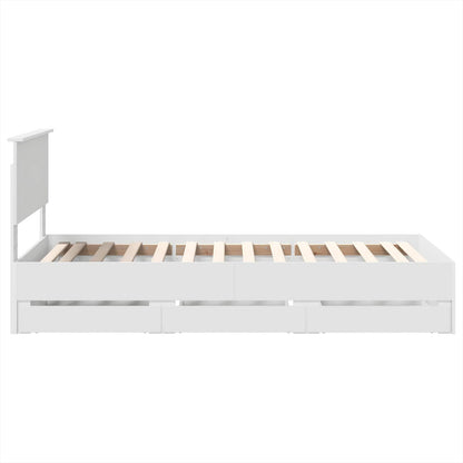Bed Frame with Drawer White 75 x 190 cm Engineer Wood