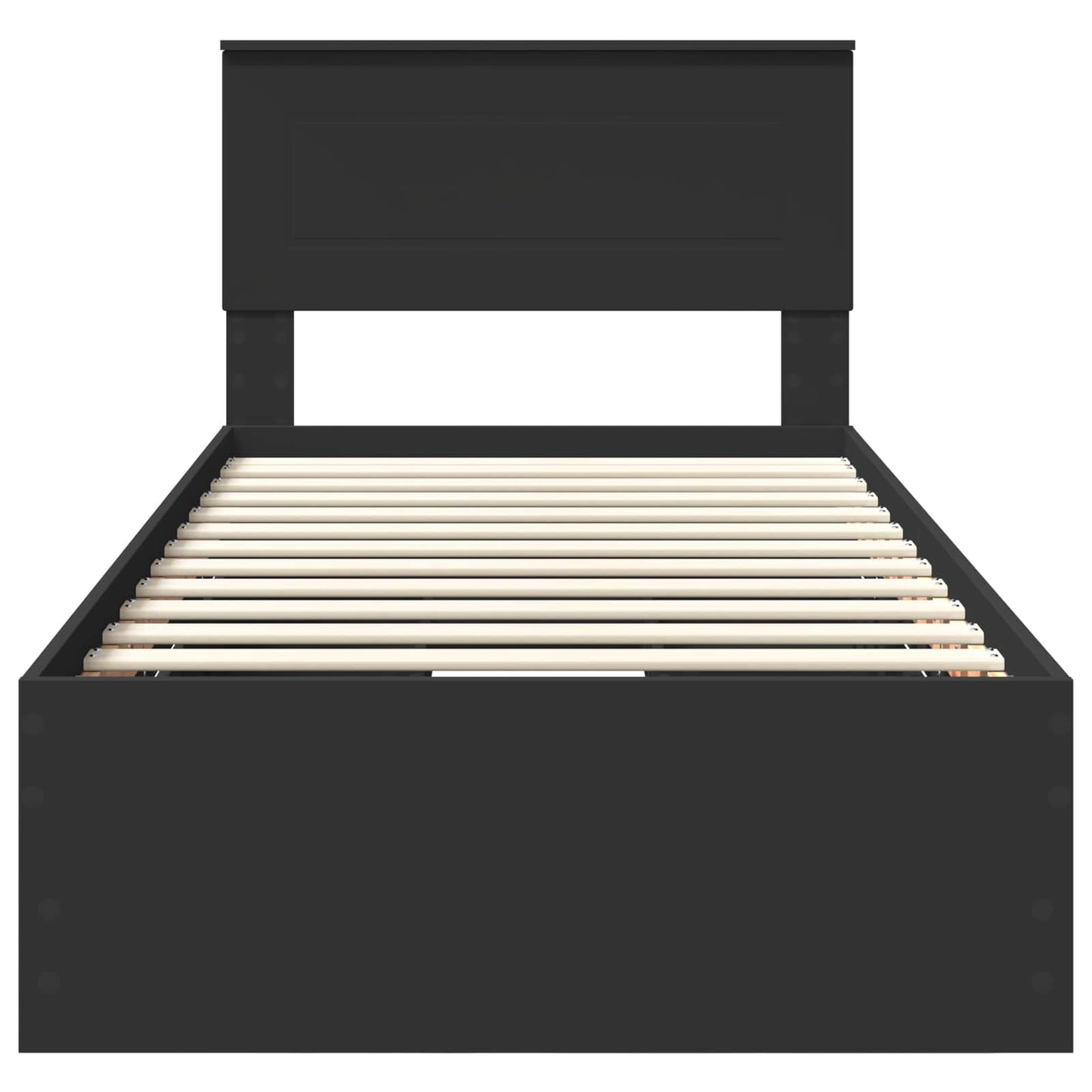 Bed Frame with Drawer Black 75 x 190 cm Engineer Wood