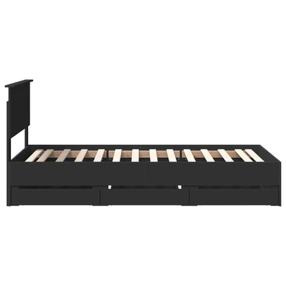 Bed Frame with Drawer Black 75 x 190 cm Engineer Wood