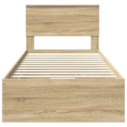 Bed Frame with Drawer Sonoma Oak 75 x 190 cm Engineer Wood