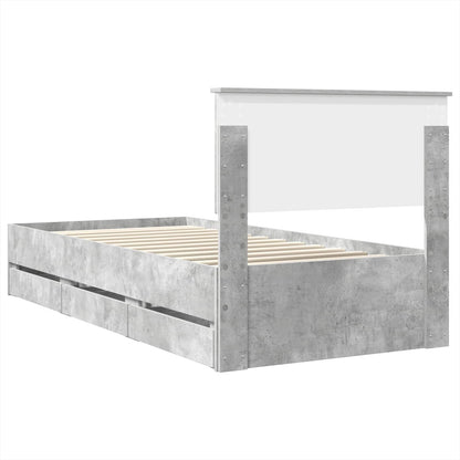 Bed Frame with Drawer Concrete Grey 75 x 190 cm Engineer Wood