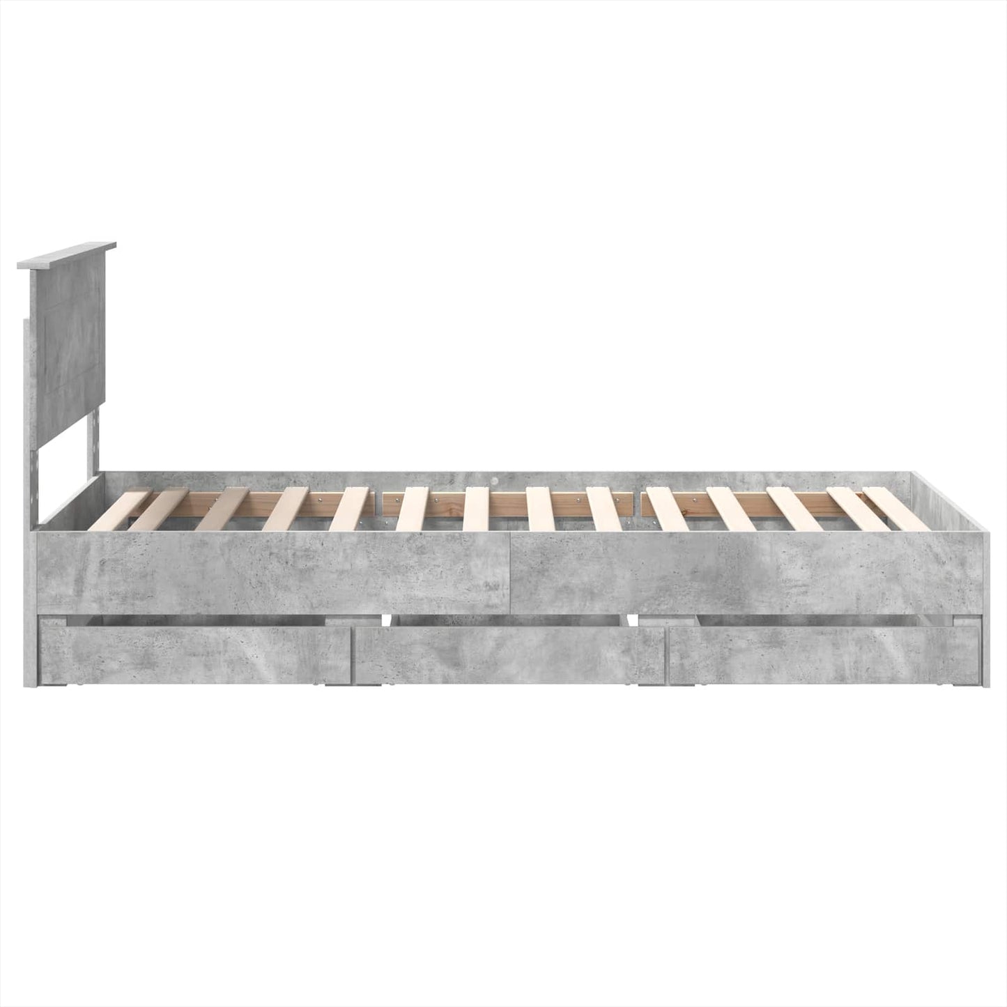 Bed Frame with Drawer Concrete Grey 75 x 190 cm Engineer Wood