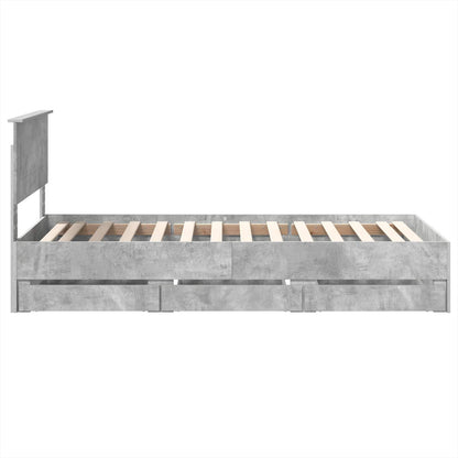 Bed Frame with Drawer Concrete Grey 75 x 190 cm Engineer Wood