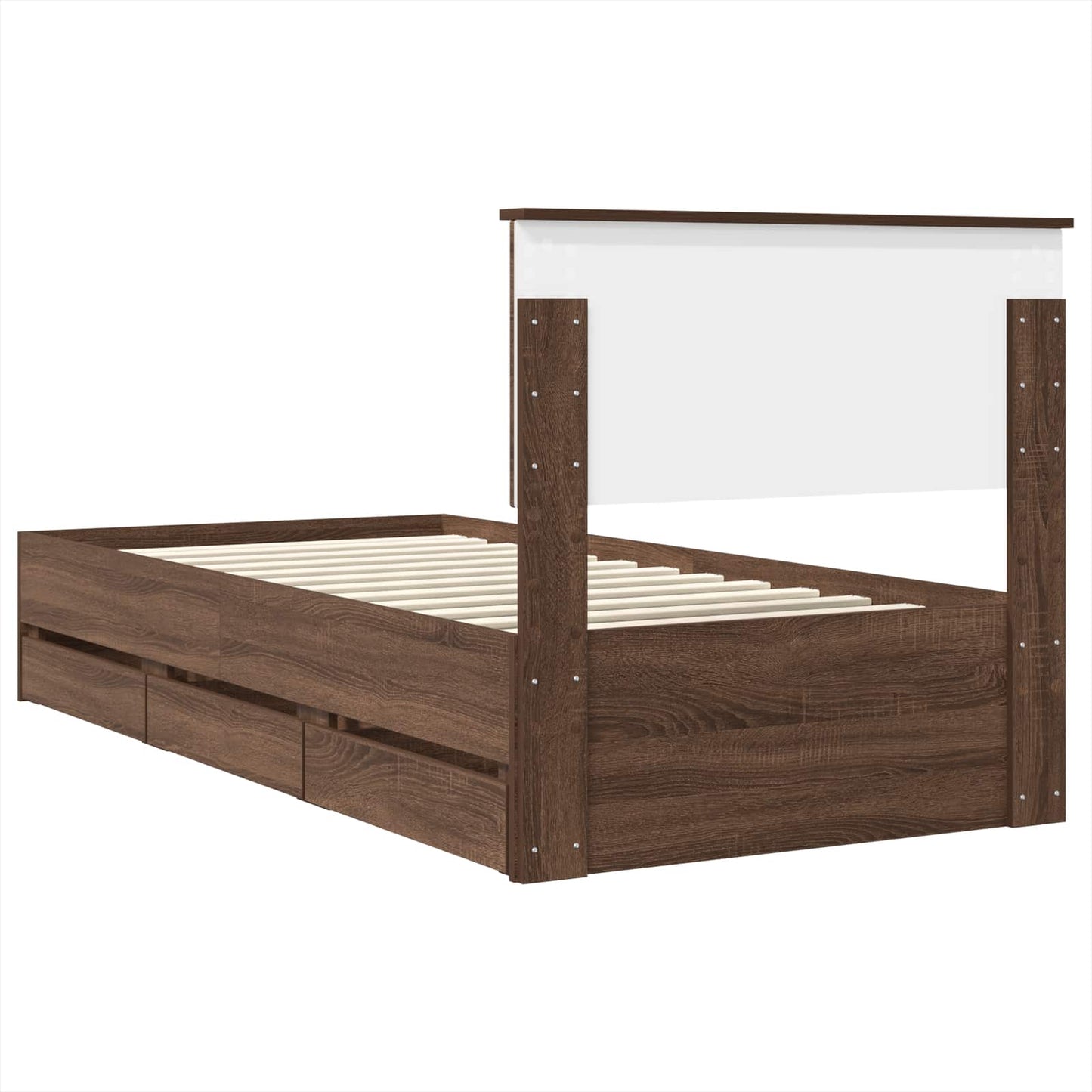 Bed Frame with Drawer Brown Oak 75 x 190 cm Engineer Wood