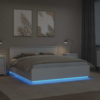 Bed Frame with Headboard White 200 x 200 cm Engineered Wood
