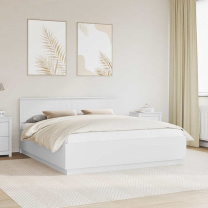 Bed Frame with Headboard White 200 x 200 cm Engineered Wood